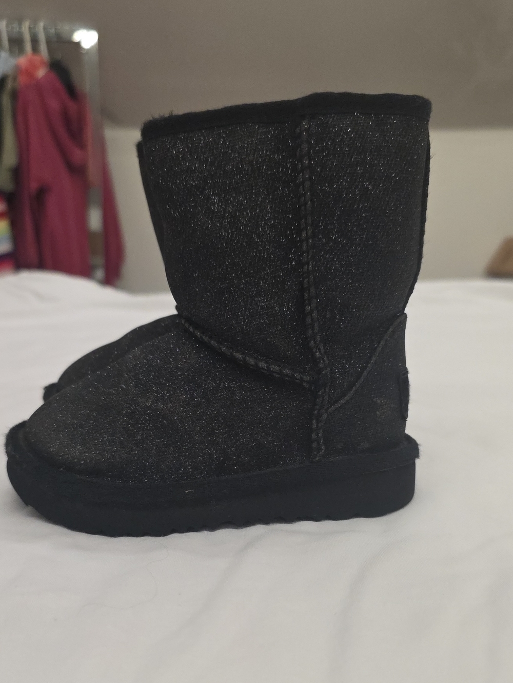 UGG Classic Short II Glitter Black Boots Kids Size 7